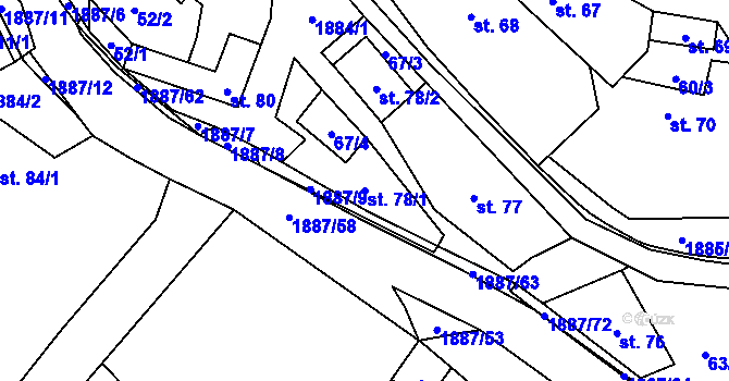 Parcela st. 78/1 v KÚ Lutonina, Katastrální mapa
