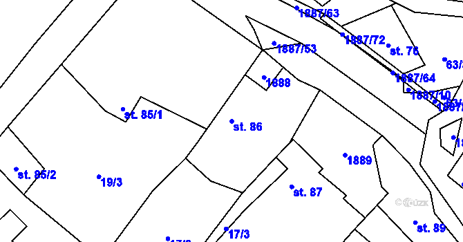 Parcela st. 86 v KÚ Lutonina, Katastrální mapa