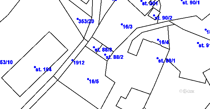 Parcela st. 88/2 v KÚ Lutonina, Katastrální mapa