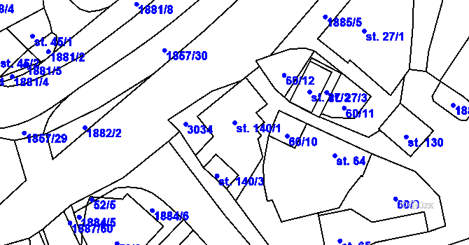 Parcela st. 140/1 v KÚ Lutonina, Katastrální mapa