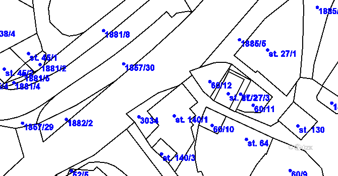 Parcela st. 140/2 v KÚ Lutonina, Katastrální mapa