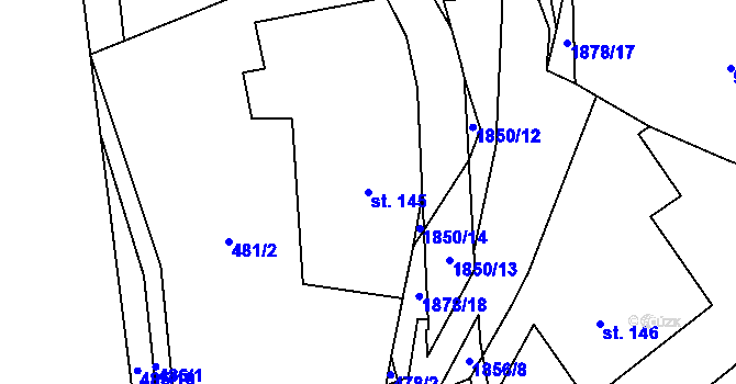 Parcela st. 145 v KÚ Lutonina, Katastrální mapa