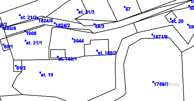 Parcela st. 169/2 v KÚ Lutonina, Katastrální mapa