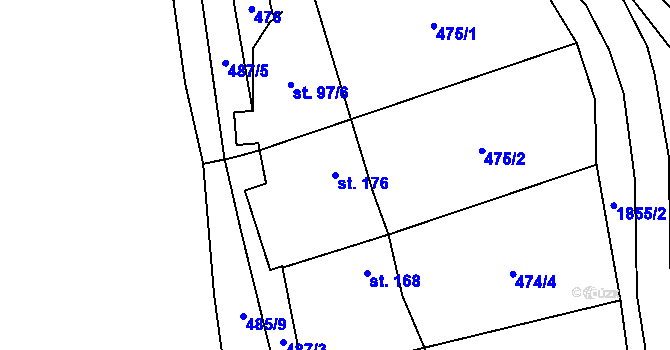 Parcela st. 176 v KÚ Lutonina, Katastrální mapa