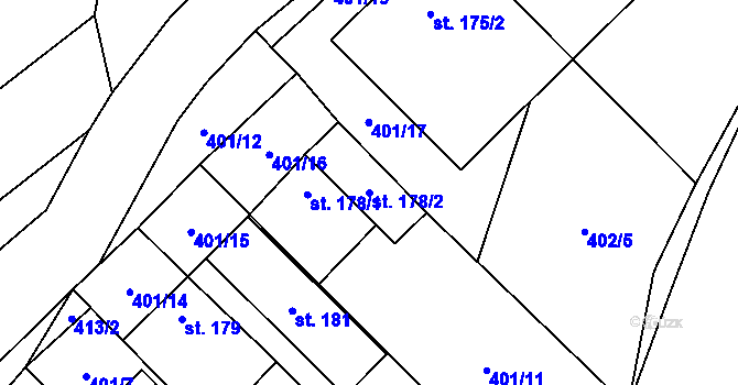 Parcela st. 178/2 v KÚ Lutonina, Katastrální mapa