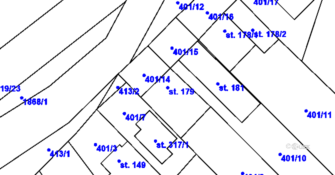 Parcela st. 179 v KÚ Lutonina, Katastrální mapa