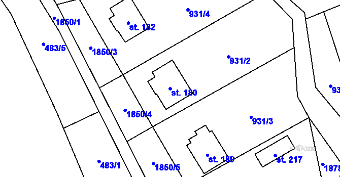 Parcela st. 180 v KÚ Lutonina, Katastrální mapa