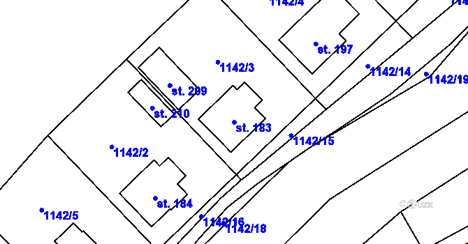 Parcela st. 183 v KÚ Lutonina, Katastrální mapa
