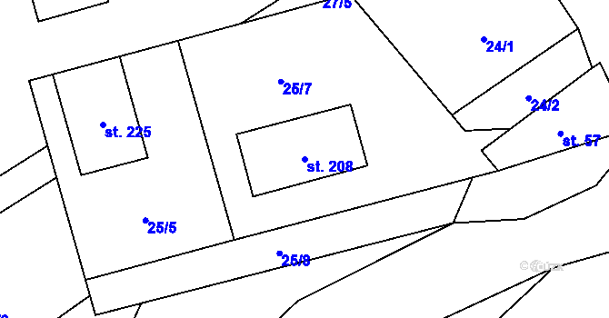 Parcela st. 208 v KÚ Lutonina, Katastrální mapa