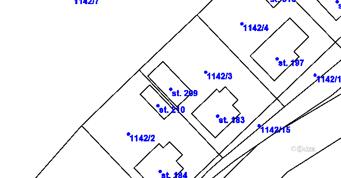 Parcela st. 209 v KÚ Lutonina, Katastrální mapa