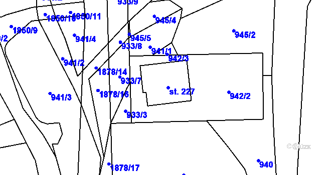 Parcela st. 227 v KÚ Lutonina, Katastrální mapa