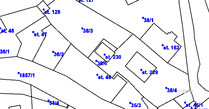 Parcela st. 230 v KÚ Lutonina, Katastrální mapa