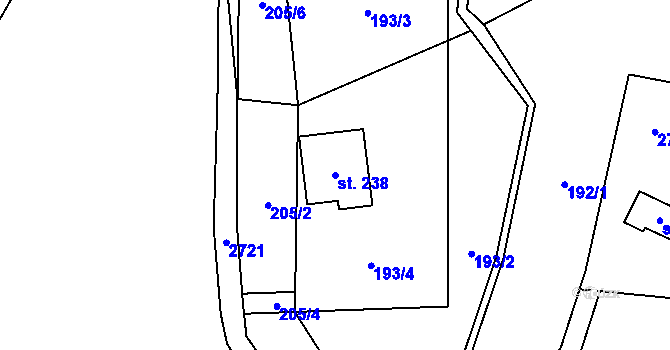 Parcela st. 238 v KÚ Lutonina, Katastrální mapa