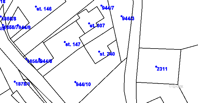 Parcela st. 240 v KÚ Lutonina, Katastrální mapa