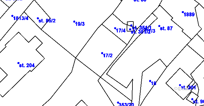 Parcela st. 17/2 v KÚ Lutonina, Katastrální mapa