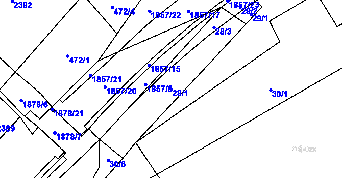 Parcela st. 28/1 v KÚ Lutonina, Katastrální mapa