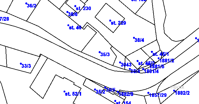 Parcela st. 35/3 v KÚ Lutonina, Katastrální mapa