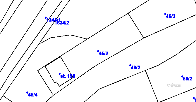 Parcela st. 45/2 v KÚ Lutonina, Katastrální mapa