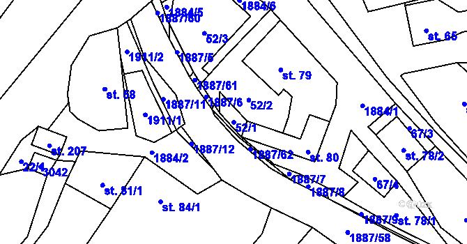 Parcela st. 52/1 v KÚ Lutonina, Katastrální mapa