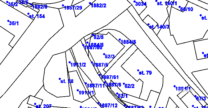 Parcela st. 52/3 v KÚ Lutonina, Katastrální mapa