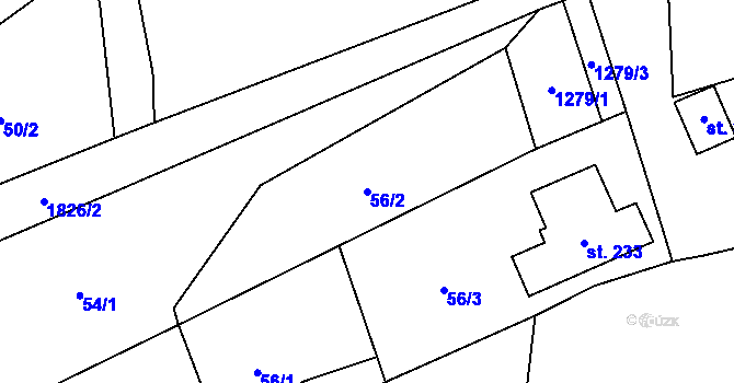 Parcela st. 56/2 v KÚ Lutonina, Katastrální mapa