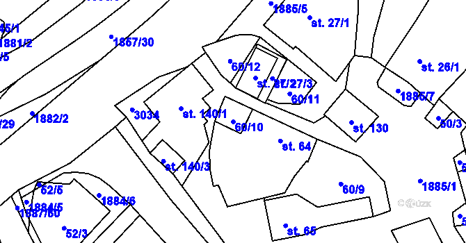 Parcela st. 60/10 v KÚ Lutonina, Katastrální mapa