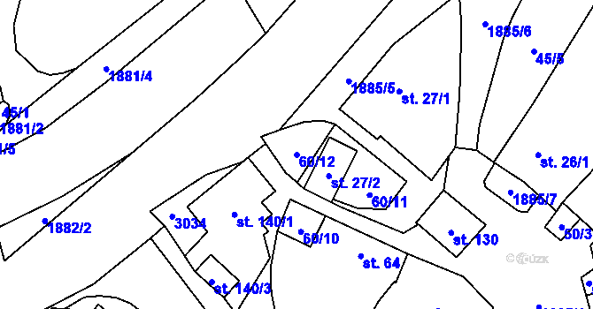 Parcela st. 60/12 v KÚ Lutonina, Katastrální mapa