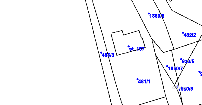 Parcela st. 485/3 v KÚ Lutonina, Katastrální mapa
