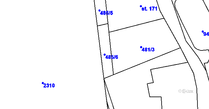Parcela st. 485/6 v KÚ Lutonina, Katastrální mapa