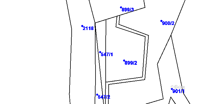 Parcela st. 547/1 v KÚ Lutonina, Katastrální mapa