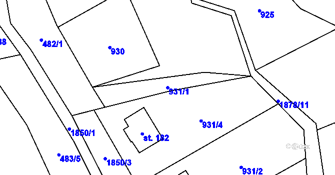 Parcela st. 931/1 v KÚ Lutonina, Katastrální mapa