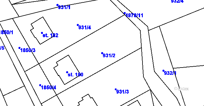 Parcela st. 931/2 v KÚ Lutonina, Katastrální mapa