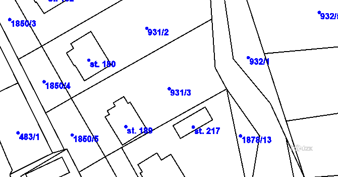 Parcela st. 931/3 v KÚ Lutonina, Katastrální mapa