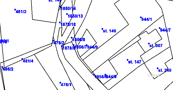 Parcela st. 944/9 v KÚ Lutonina, Katastrální mapa