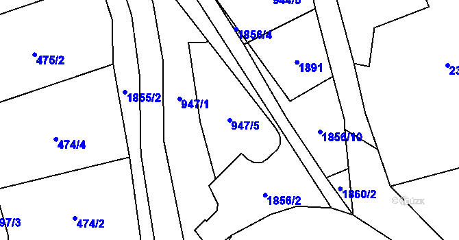 Parcela st. 947/5 v KÚ Lutonina, Katastrální mapa