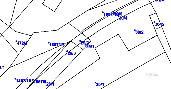 Parcela st. 29/1 v KÚ Lutonina, Katastrální mapa