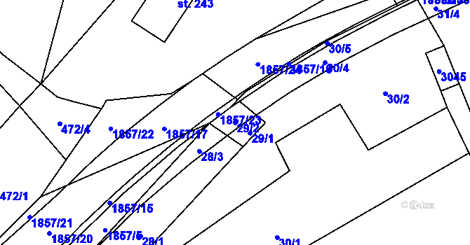 Parcela st. 29/2 v KÚ Lutonina, Katastrální mapa