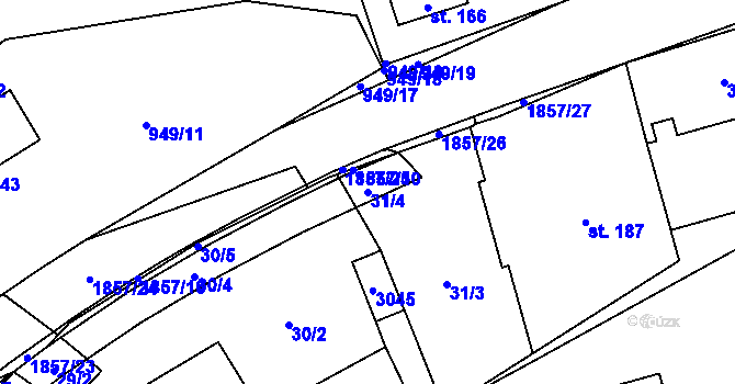 Parcela st. 31/4 v KÚ Lutonina, Katastrální mapa