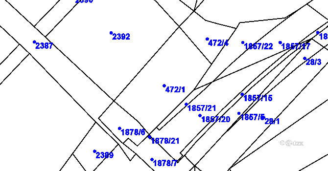 Parcela st. 472/1 v KÚ Lutonina, Katastrální mapa