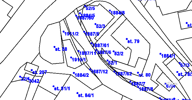 Parcela st. 1887/6 v KÚ Lutonina, Katastrální mapa