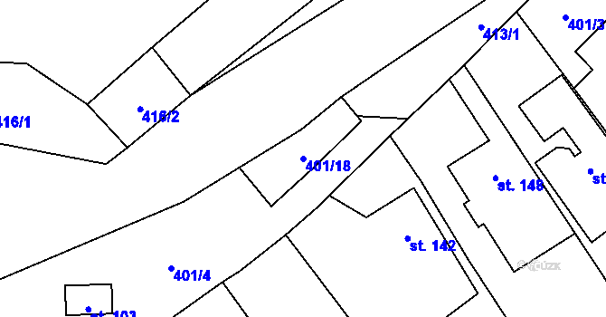 Parcela st. 401/18 v KÚ Lutonina, Katastrální mapa