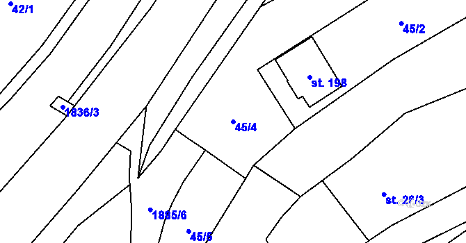 Parcela st. 45/4 v KÚ Lutonina, Katastrální mapa