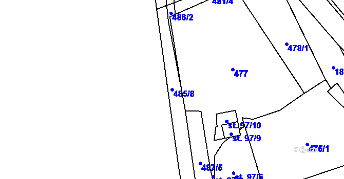 Parcela st. 485/8 v KÚ Lutonina, Katastrální mapa