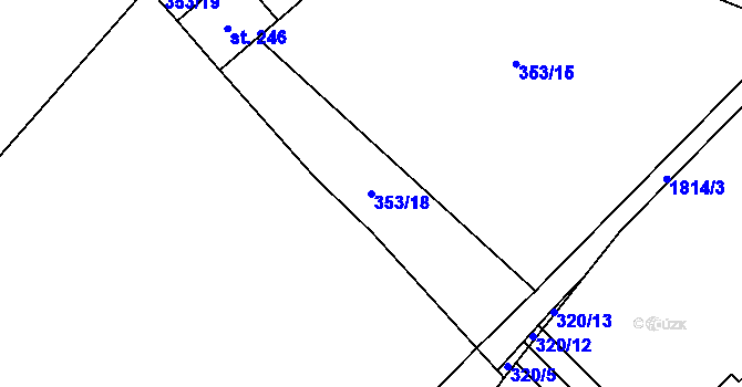 Parcela st. 353/18 v KÚ Lutonina, Katastrální mapa