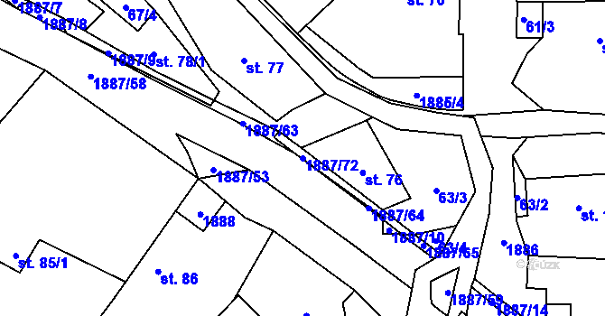 Parcela st. 1887/72 v KÚ Lutonina, Katastrální mapa