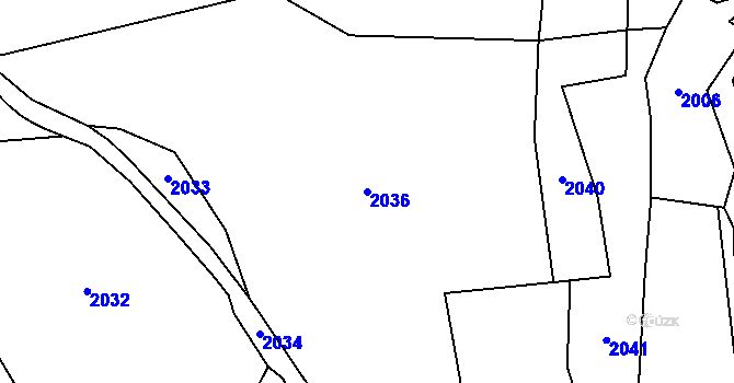 Parcela st. 2036 v KÚ Lutonina, Katastrální mapa