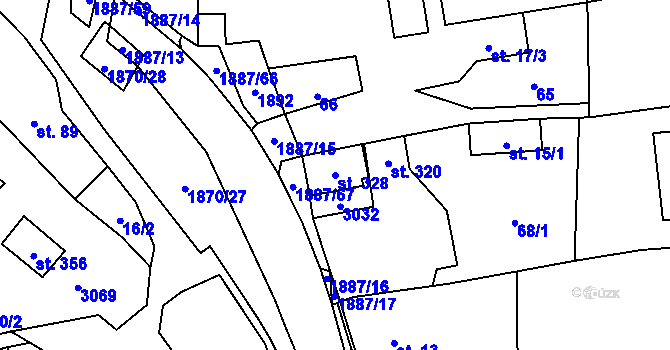 Parcela st. 328 v KÚ Lutonina, Katastrální mapa