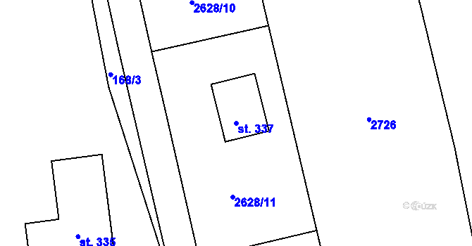 Parcela st. 337 v KÚ Lutonina, Katastrální mapa