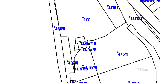 Parcela st. 97/10 v KÚ Lutonina, Katastrální mapa