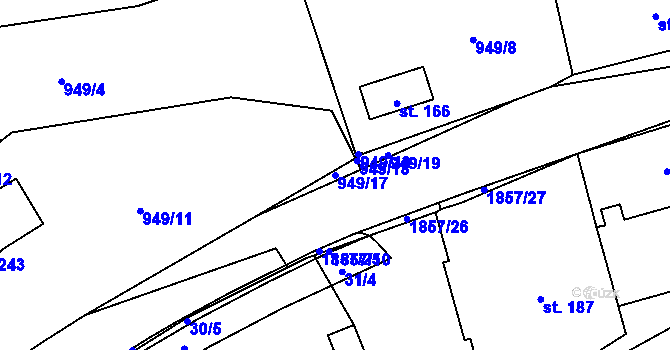 Parcela st. 949/17 v KÚ Lutonina, Katastrální mapa